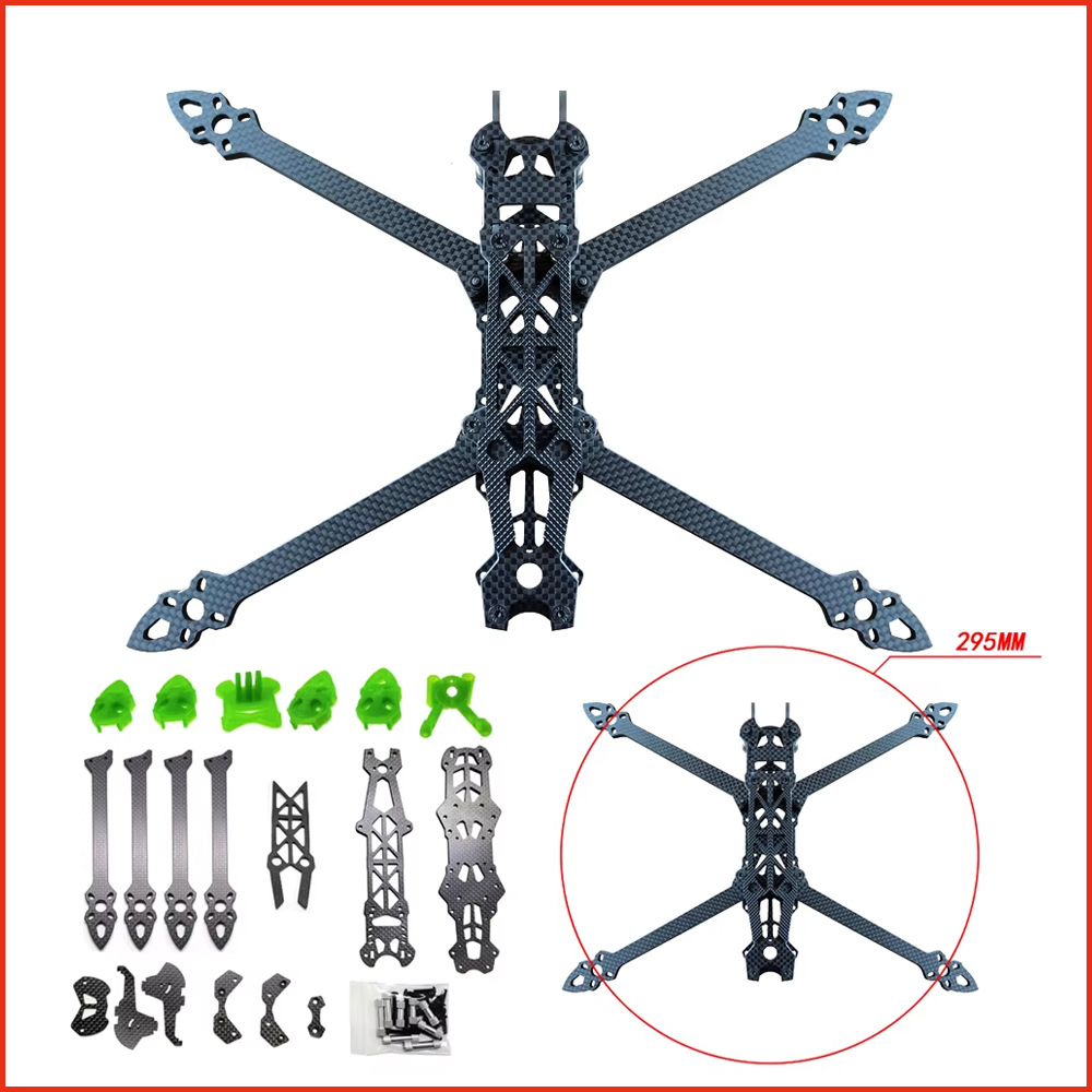 3D Printing Drone - Fpvレーシングドローン,3Dプリントパーツアクセサリー,3Kカーボンファイバークワッドコプター,Mark4,mark 4,hd,フリースタイル,7インチ,295mm, 1個