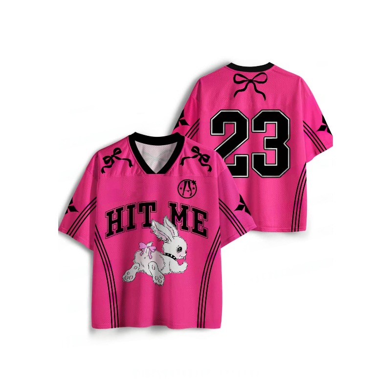 3D Printing Objects - 2026 ニュージャージー州スポーツ半袖Tシャツ、Vネック半袖Tシャツ、Y2Kスポーツファッション3Dプリント速乾ジャージー