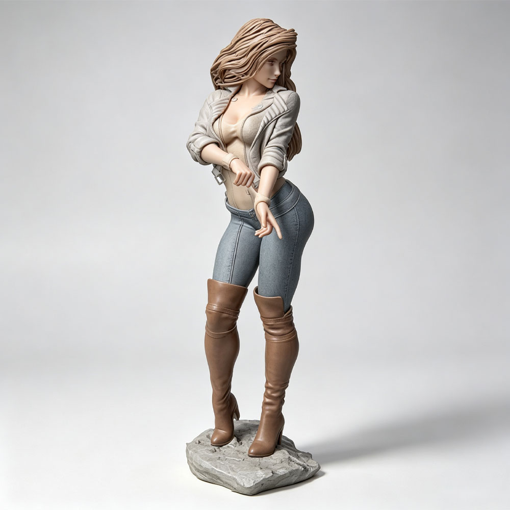 3D Printing And Additive Manufacturing - 1/24スケールのリアルでファッショナブルな女性キャラクター、ミニチュアレジンモデルキット、GKミニ3Dプリントグレーモデルスタチュー、未塗装