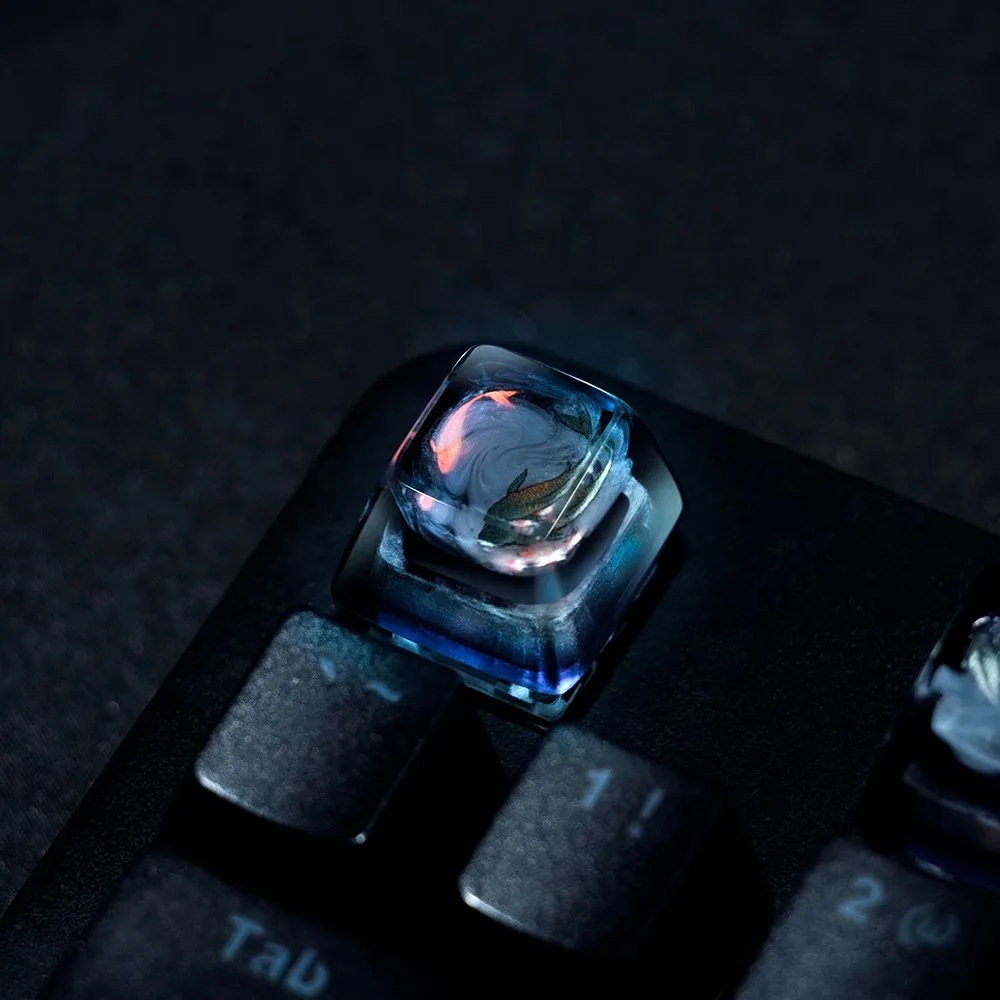 3D Printing Keyboard Keys - 鯉の魚をモチーフにしたオリジナルの中国風キーキャップ,3D印刷,透明樹脂,カスタムメカニカルゲーミングキーボード,OEMプロファイル,R4