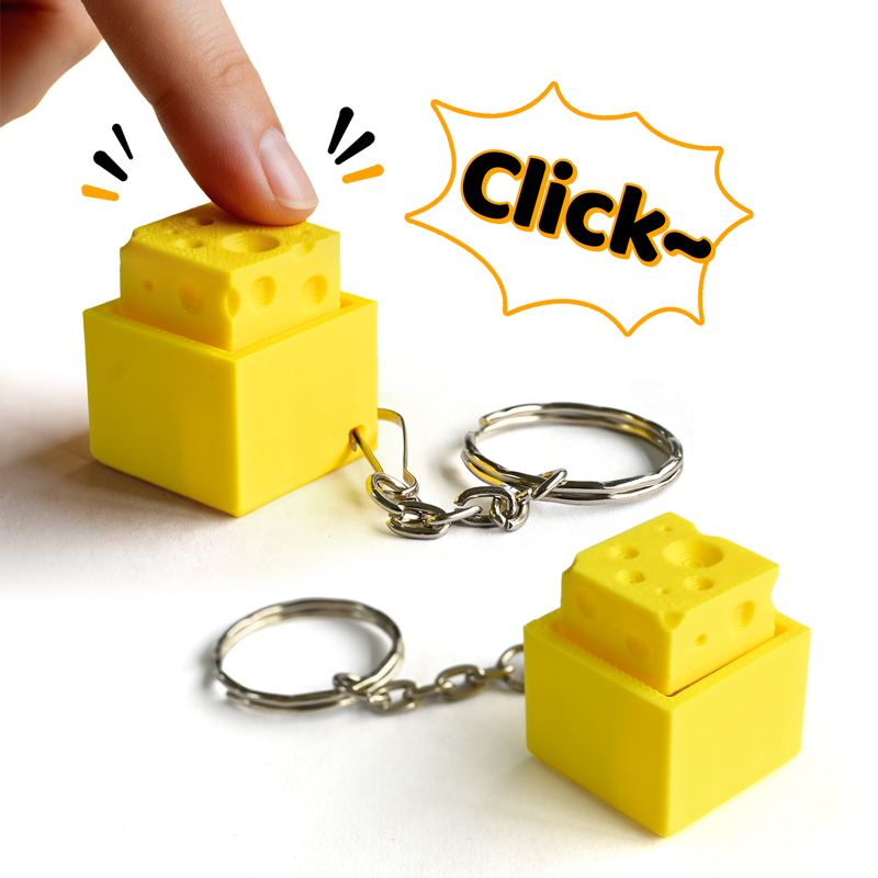 3D プリントチーズキーフィジェットクリッカーキーホルダーミ - 3D Printing Model Free のレビューと価格