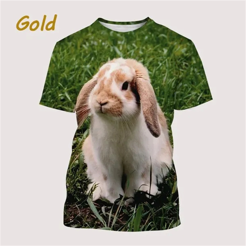 男性と女性のための動物の絵が描かれた3D Tシャツ,かわいい - 3D Printing Rabbit のレビューと価格