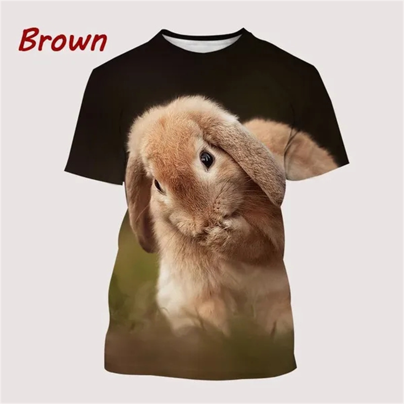 男性と女性のための動物の絵が描かれた3D Tシャツ,かわいい - 3D Printing Rabbit のレビューと価格