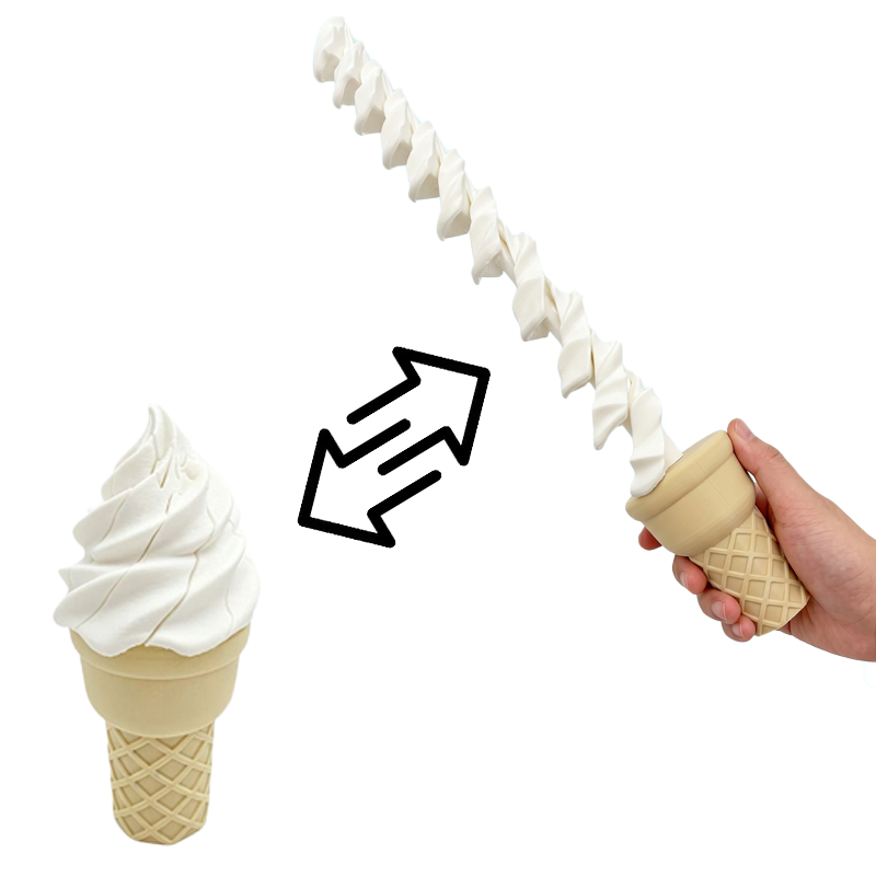 3Dプリント製アイスクリーム伸縮式曲線型拡張・圧縮新奇で面白 - 3D Printing Model Free のレビューと価格
