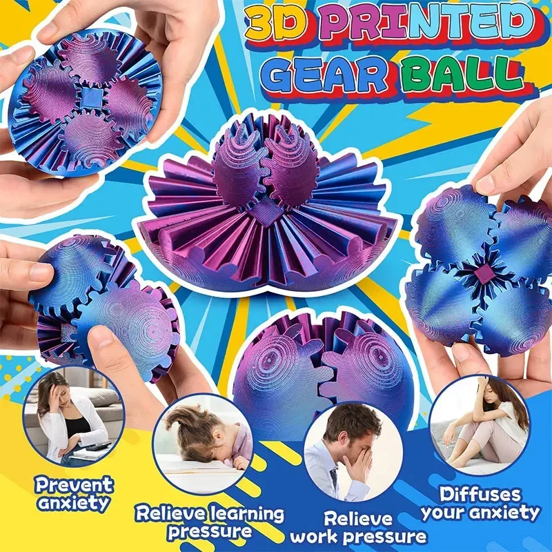 感覚と自閉症のための3Dプリントギアボール、回転そわそわおも - 3D Printing Gears のレビューと価格