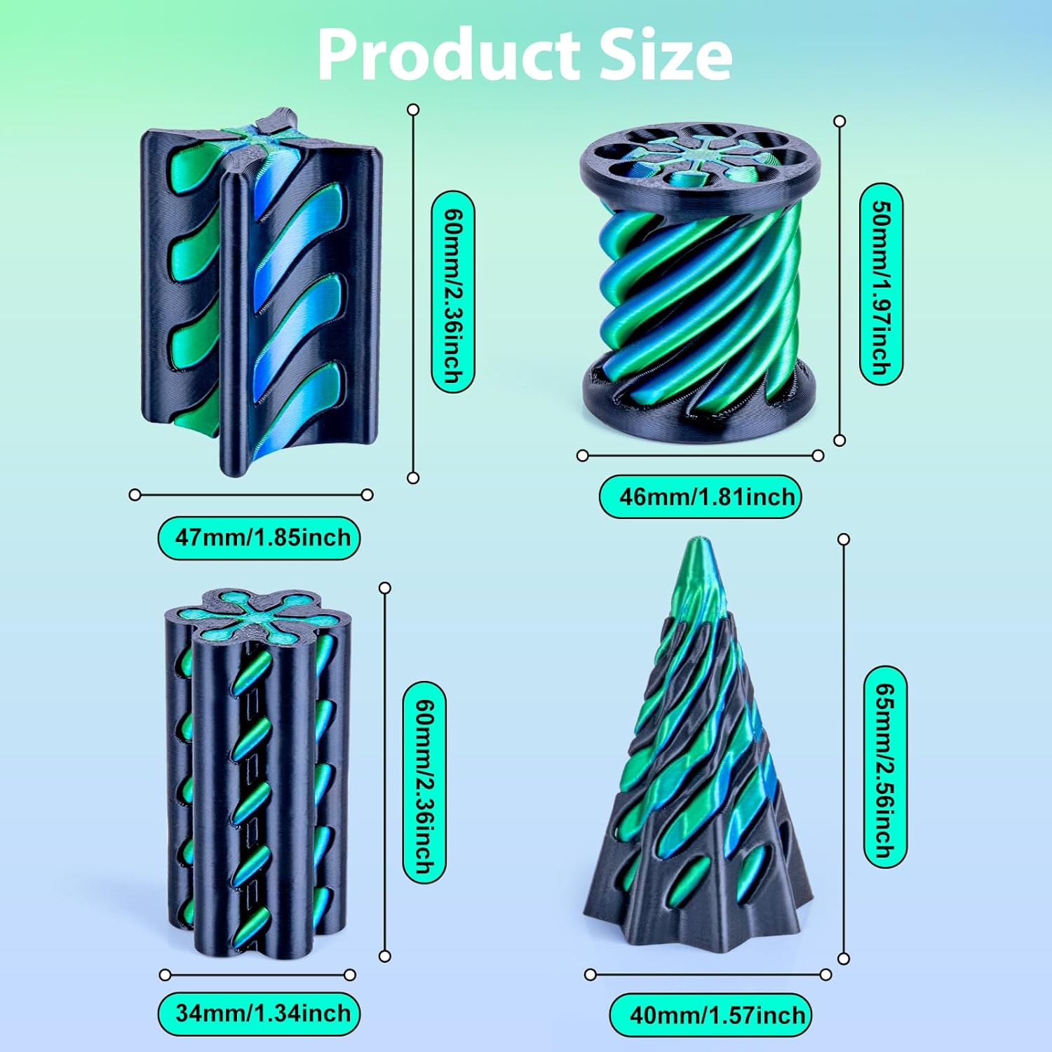 4個セット 3Dプリント製 不可能円錐スパイラルピラミッド  - 3D Printing Objects のレビューと価格