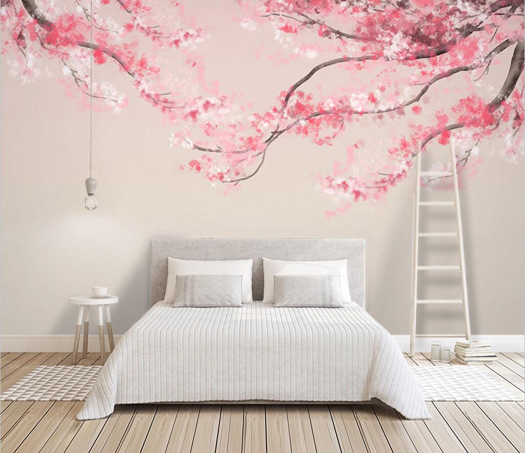 ピンクの桜の背景壁画ロマンチックな桜の木の森の装飾絵画家の装 - 3D Printing Heat Resistant Material のレビューと価格
