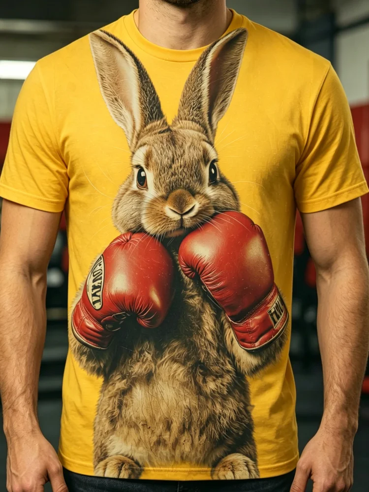 3DボクシングラビットプリントメンズTシャツ 面白いウサギグ - 3D Printing Rabbit のレビューと価格
